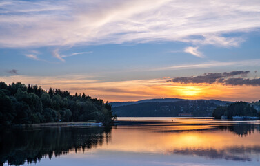 sunset over the lake