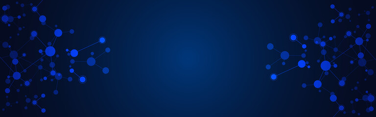 Illustration of molecular structure and genetic engineering, molecules DNA, neural network, scientific research. Abstract background for innovation technology, science, healthcare, and medicine