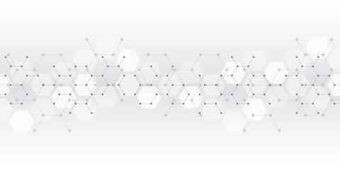 Illustration of the abstract background of molecules. Molecular structures or chemical engineering, genetic research, innovation technology. Scientific, technical, or medical concept