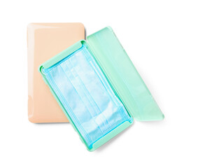 Medical mask with cases on white background