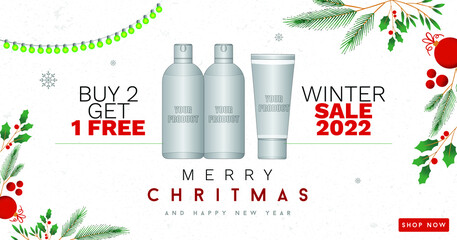 Christmas website product banner vector design