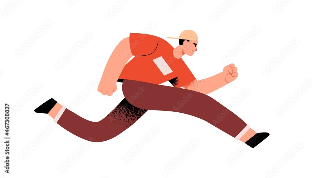 Aufkleber person running, rushing and trying to succeed in life challenges. aspirations and fast lifestyle con