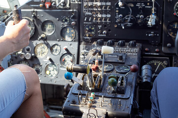 There are various instruments and sensors inside the cockpit of the aircraft