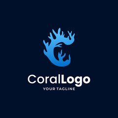 Coral Logo With initial letter C Coral design vector