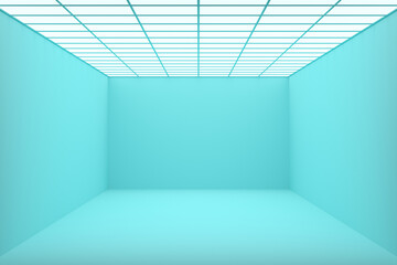 Interior with blank wall 3D render