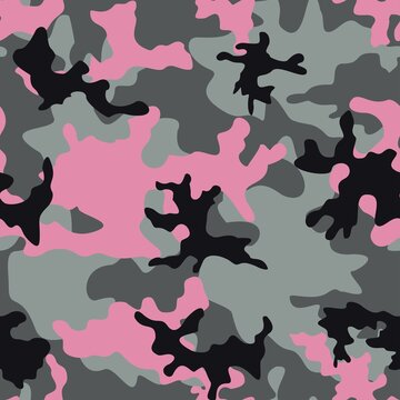 
modern camouflage, gray background pink spots, trendy print, endless pattern