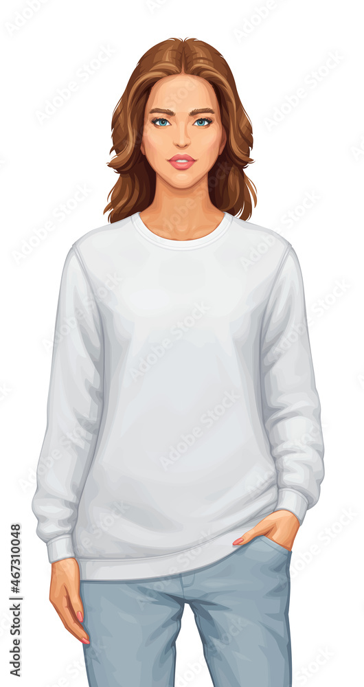 Wall mural Woman Wearing a Sweatshirt