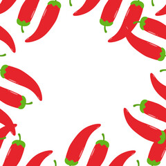 唐辛子のフレーム　正方形　レッド