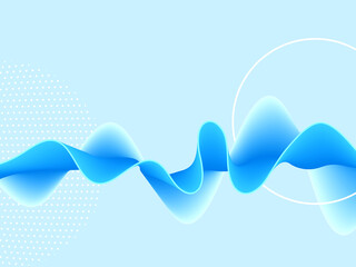 Abstract blue background of wavy elements with halftones and circles.Vector background. Design element.