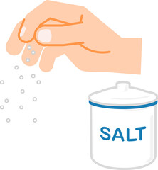 塩をつまんでかける手