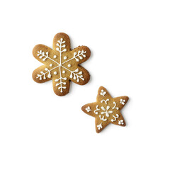 Fototapeta na wymiar christmas gingerbread cookies isolated on white background. seasonal ornaments