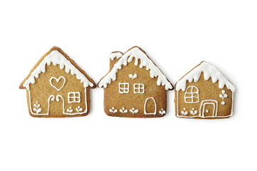 christmas gingerbread cookies isolated on white background. seasonal ornaments