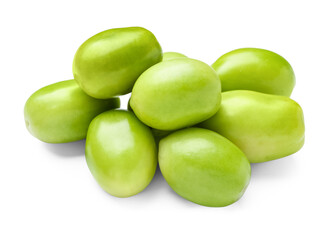 Fresh green tomatoes on white background