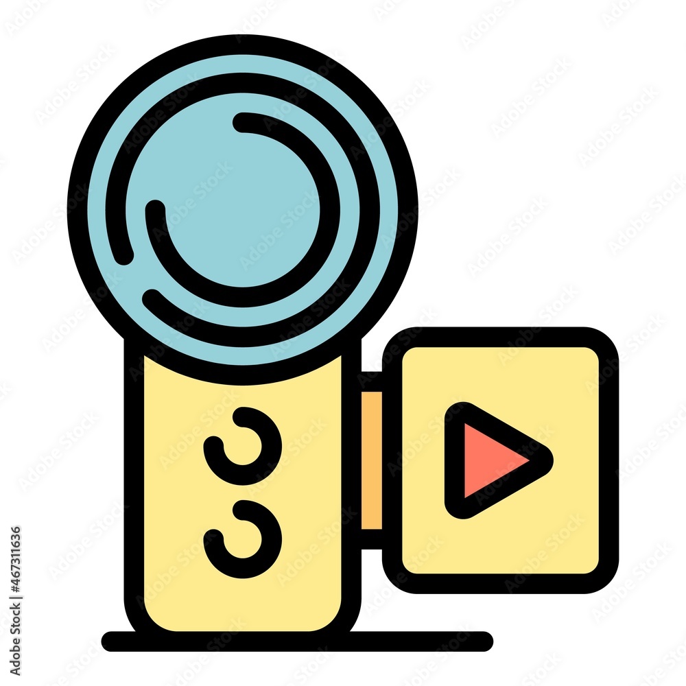Poster digital camera icon. outline digital camera vector icon color flat isolated