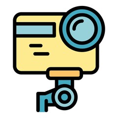 Video recorder icon. Outline video recorder vector icon color flat isolated