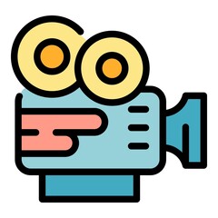 Film making camera icon. Outline film making camera vector icon color flat isolated