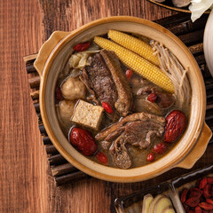 Delicious ginger duck hot pot in Taiwan.