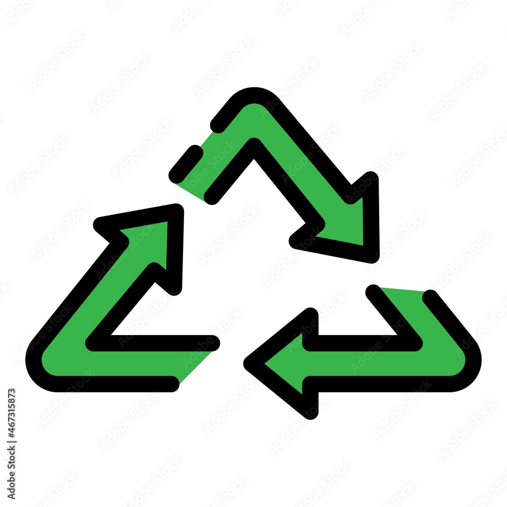 Poster recycle triangle icon. outline recycle triangle vector icon color flat isolated