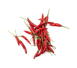Small Red Hot Chili Peppers Isolated on White Background