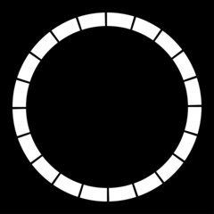 20 part, section segmented circle. Abstract dashed lines circular geometric element