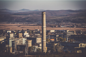  Global warming concept with factory