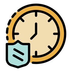 Time reliability icon. Outline time reliability vector icon color flat isolated