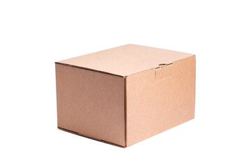 Brown cardboard carton mail, postal box, isolated
