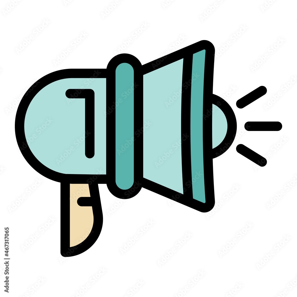 Poster megaphone reliability icon. outline megaphone reliability vector icon color flat isolated