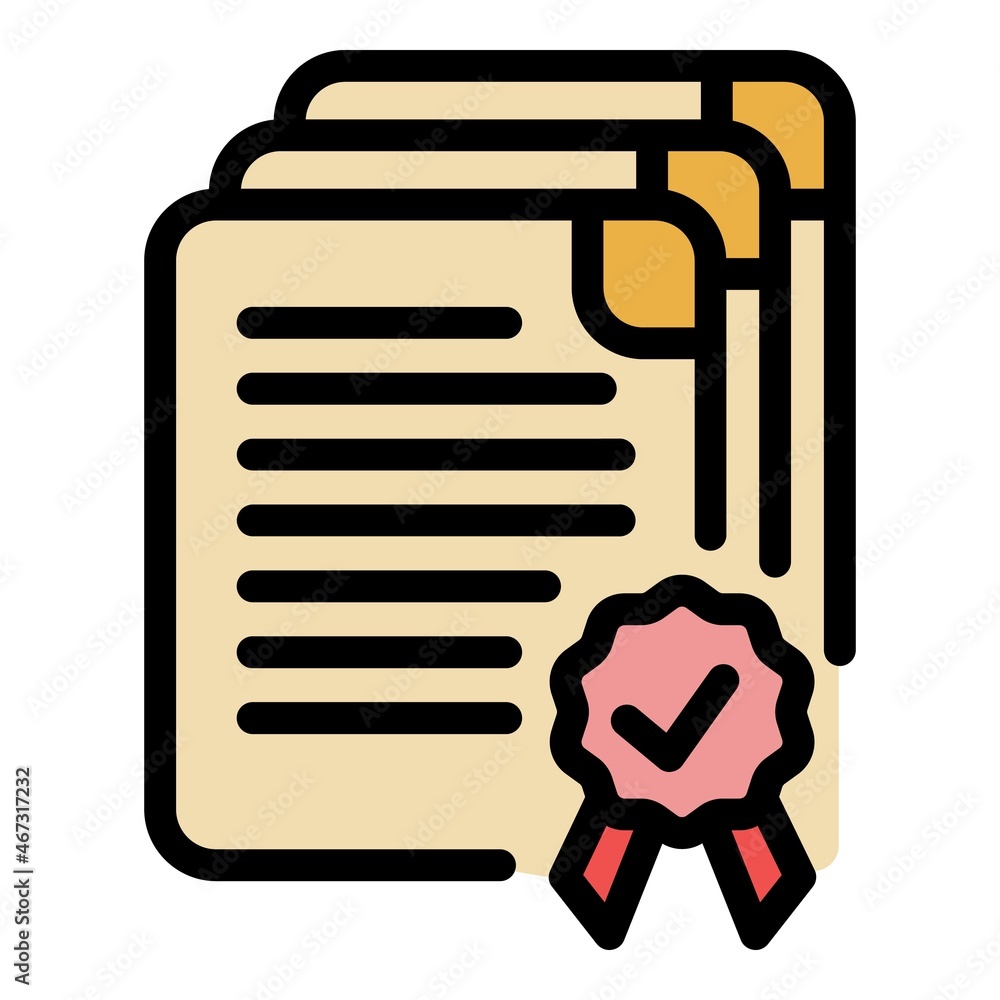 Poster documents reliability icon. outline documents reliability vector icon color flat isolated