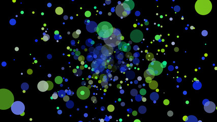 blue and green circles on a black background. abstract colorful background