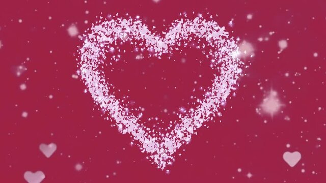 Glitter hearts motion love red background
