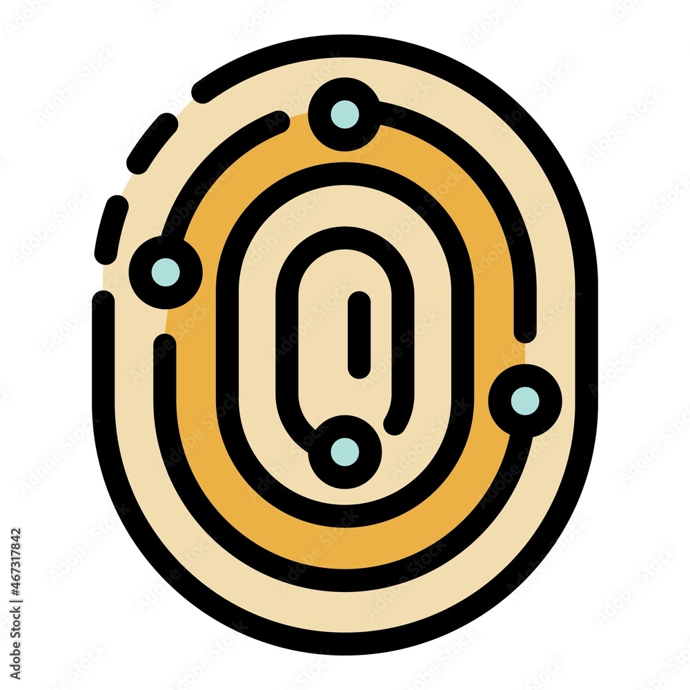 Poster fingerprint reliability icon. outline fingerprint reliability vector icon color flat isolated