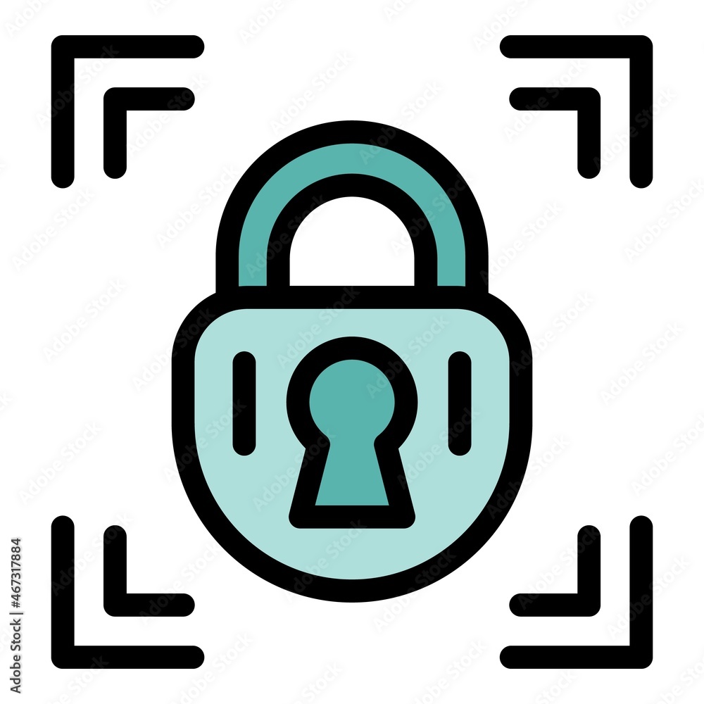 Poster padlock reliability icon. outline padlock reliability vector icon color flat isolated