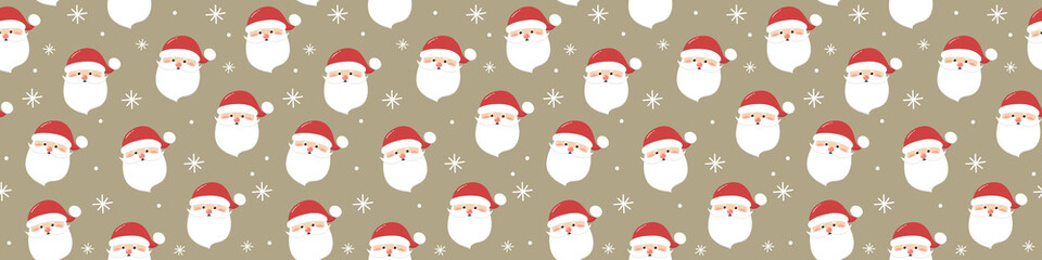 Obraz na płótnie Canvas Christmas pattern with smiley Santa Claus. Xmas wrapping paper concept. Banner. Vector