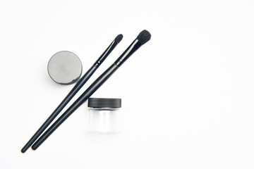 makeup brushes accessories cosmetics top view fashion