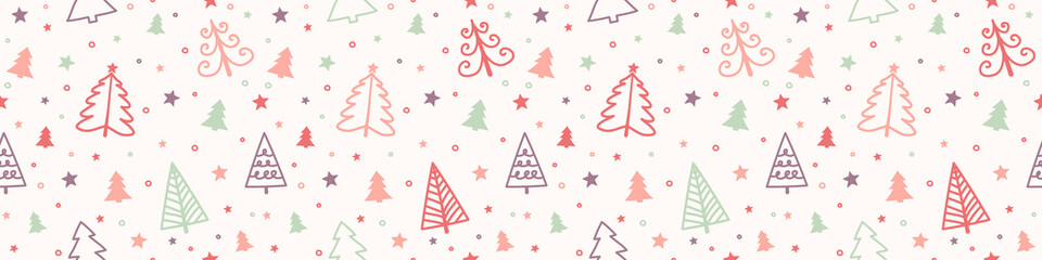 Pattern with Christmas trees. Wallpaper concept. Banner. Vector