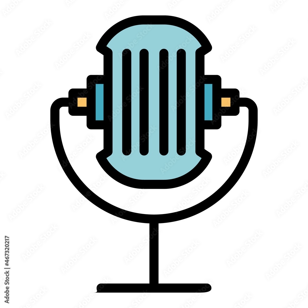 Poster stream microphone icon. outline stream microphone vector icon color flat isolated