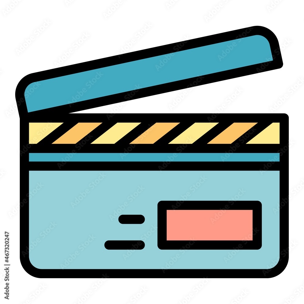 Poster stream video clapper icon. outline stream video clapper vector icon color flat isolated