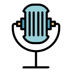 Stream microphone icon. Outline stream microphone vector icon color flat isolated