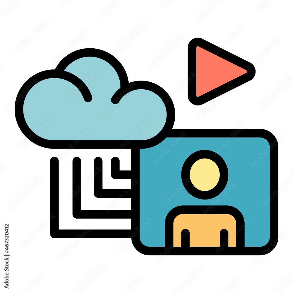 Poster data cloud stream icon. outline data cloud stream vector icon color flat isolated