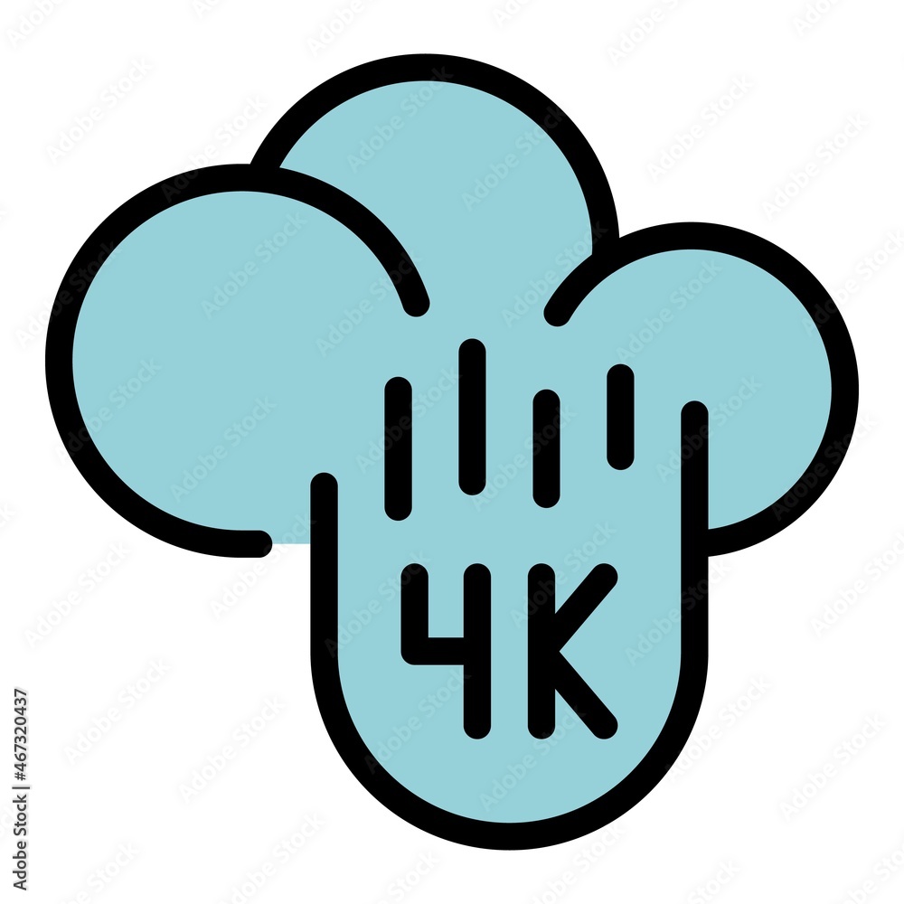 Poster data cloud 4k stream icon. outline data cloud 4k stream vector icon color flat isolated