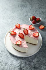 Traditional homemade strawberry lime cheesecake	