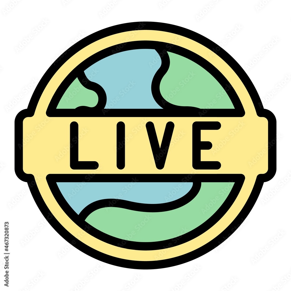 Aufkleber global live stream icon. outline global live stream vector icon color flat isolated