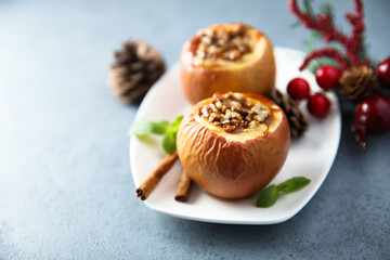 Baked apples stuffed with fruits and nuts