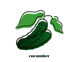 Cucumber icon isolated on white background. Green vegetables, food groups, design element.Vector illustration.
