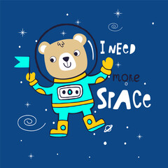 funny astronaut bear cartoon vector illustration - 467321222