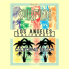 california surfing with falm tree background - 467321274
