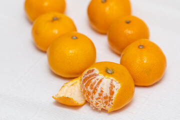 Mandarin fruit isolated on white background 