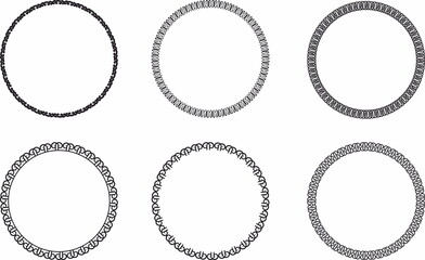 Round frame set. Circle Ornamental decorative frame with graphic element
