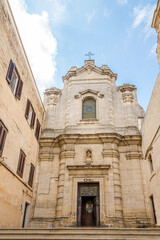 View at the Church of Santa Lucia and Agata alla Fontana in the streets of Matera - Italy